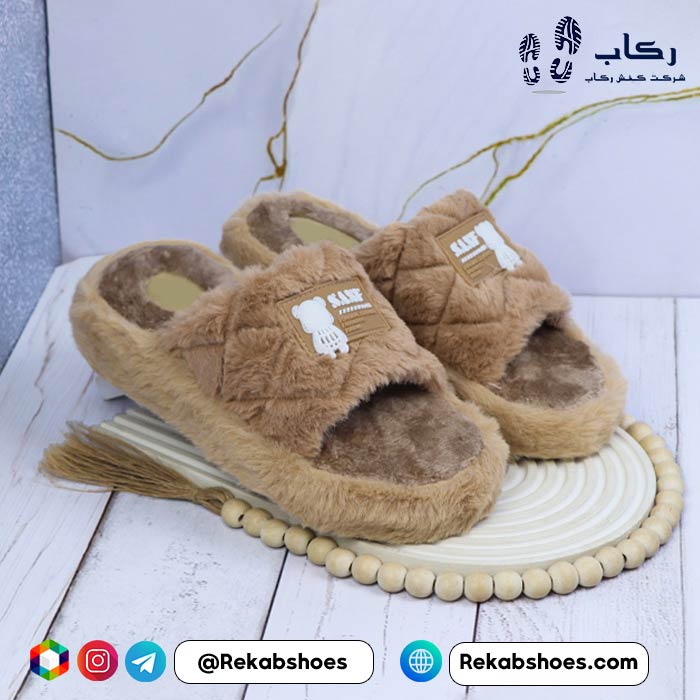 خرید دمپایی پولیشی زنانه مدل خرسی پولیشی